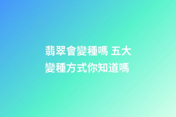 翡翠會變種嗎 五大變種方式你知道嗎